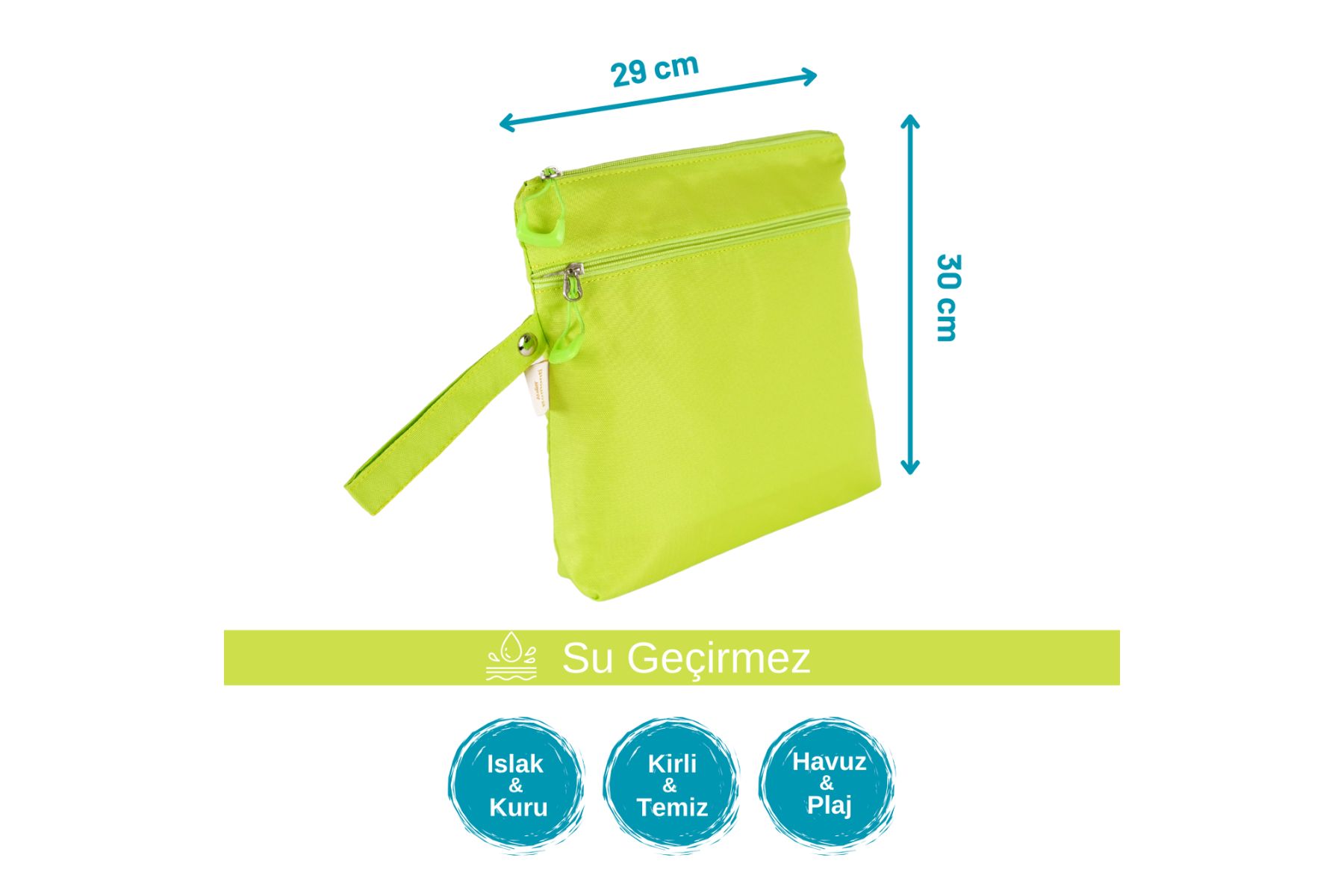 Mami Kids Neon Yeşil Islak Kuru/kirli Temiz Çantası